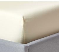 HOMESCAPES Drap-housse de luxe 90x190 cm crème-vanille Drap-housse en satin 100% coton égyptien Drap de lit avec élastique Épaisseur de fil 1000
