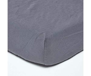 HOMESCAPES Drap-Housse élastiqué en Lin lavé Gris - 120 x 190 cm