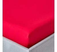 HOMESCAPES Drap-housse extra profond rouge, densité de fil 200, 140 x 190 cm