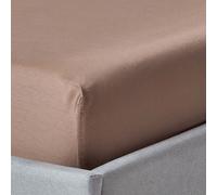 HOMESCAPES Drap-housse marron extra haut 46 cm 100% coton bio, 140 x 190 cm
