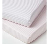 HOMESCAPES Drap-housse pour lit d'enfant, rose, 100% coton densité de fil 330, lot de 2, 70 x 140 cm