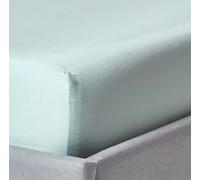 HOMESCAPES Drap-housse œuf de canard bleu 100% coton bio, 120 x 190 cm