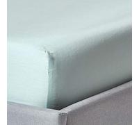 HOMESCAPES Drap-Housse uni 100% Coton égyptien Bio 400 Fils Bleu givré 120 x 190 cm