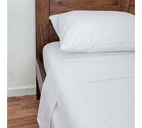 HOMESCAPES Drap Plat 224x245 cm, Coloris Blanc, Drap de lit en Flanelle 160 g/m²