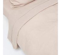 HOMESCAPES Drap Plat en Lin lavé Beige - 270 x 300 cm