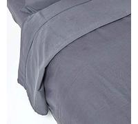 HOMESCAPES Drap Plat en Lin lavé Gris - 178 x 255 cm