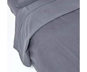 HOMESCAPES Drap Plat en Lin lavé Gris - 178 x 255 cm