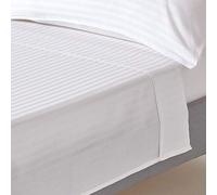 HOMESCAPES Drap Plat en Percale de Coton égyptien 330 Fils, Drap de lit Blanc 180 x 255 cm