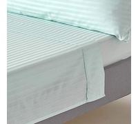 HOMESCAPES Drap Plat en Percale de Coton égyptien 330 Fils, Drap de lit Bleu 240 x 275 cm