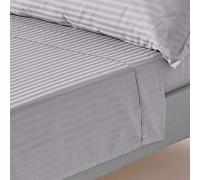 HOMESCAPES Drap Plat en Percale de Coton égyptien 330 Fils, Drap de lit Gris 230 x 255 cm