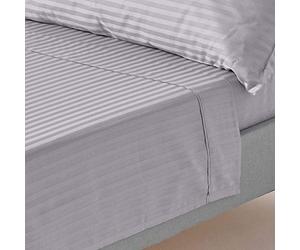 HOMESCAPES Drap Plat en Percale de Coton égyptien 330 Fils, Drap de lit Gris 240 x 275 cm