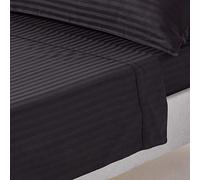 HOMESCAPES Drap Plat en Percale de Coton égyptien 330 Fils, Drap de lit Noir 240 x 275 cm