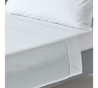 HOMESCAPES Drap Plat uni 100% Coton égyptien 200 Fils, Drap de lit Blanc 240 x 275 cm