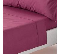 HOMESCAPES Drap Plat uni 100% Coton égyptien 200 Fils, Drap de lit Bordeaux 240 x 275 cm