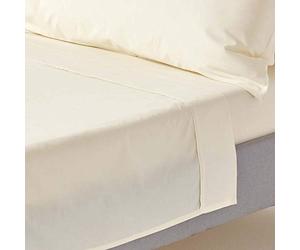 HOMESCAPES Drap Plat uni 100% Coton égyptien 200 Fils, Drap de lit Crème 230 x 255 cm