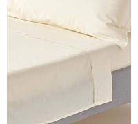 HOMESCAPES Drap Plat uni 100% Coton égyptien 200 Fils, Drap de lit Crème 240 x 275 cm
