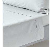 HOMESCAPES Drap Plat uni 100% Coton égyptien 200 Fils, Drap de lit Gris 180 x 255 cm