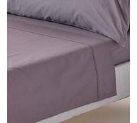HOMESCAPES Drap Plat uni 100% Coton égyptien 200 Fils, Drap de lit Gris foncé 275 x 275 cm