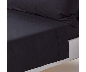 HOMESCAPES Drap Plat uni 100% Coton égyptien 200 Fils, Drap de lit Noir 230 x 255 cm