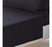 HOMESCAPES Drap Plat uni 100% Coton égyptien 200 Fils, Drap de lit Noir 240 x 275 cm