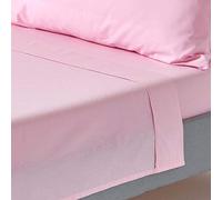 HOMESCAPES Drap Plat uni 100% Coton égyptien 200 Fils, Drap de lit Rose 275 x 275 cm