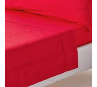 HOMESCAPES Drap Plat uni 100% Coton égyptien 200 Fils, Drap de lit Rouge 240 x 275 cm