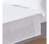 HOMESCAPES Drap Plat uni 100% Coton égyptien Bio 400 Fils Coloris Blanc 230 x 255 cm