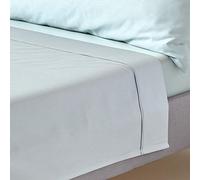 HOMESCAPES Drap Plat uni 100% Coton égyptien Bio 400 Fils Coloris Bleu givré 178 x 255 cm