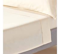 HOMESCAPES Drap Plat uni 100% Coton égyptien Bio 400 Fils Coloris Crème 275 x 275 cm