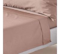 HOMESCAPES Drap Plat uni 100% Coton égyptien Bio 400 Fils Coloris Marron 240 x 275 cm