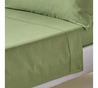 HOMESCAPES Drap Plat uni 100% Coton égyptien Bio 400 Fils Coloris Vert Mousse 230 x 255 cm