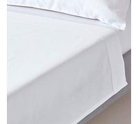 HOMESCAPES Drap Plat uni, 100% Satin de Coton égyptien 1000 Fils, Coloris Blanc 275 x 275 cm