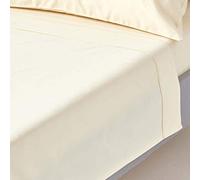 HOMESCAPES Drap Plat uni, 100% Satin de Coton égyptien 1000 Fils, Coloris Crème 275 x 275 cm