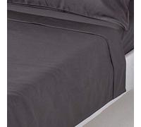 HOMESCAPES Drap Plat uni, 100% Satin de Coton égyptien 1000 Fils, Coloris Gris foncé 230 x 255 cm