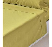 HOMESCAPES Drap Plat uni, 100% Satin de Coton égyptien 1000 Fils, Coloris Vert Olive 240 x 275 cm