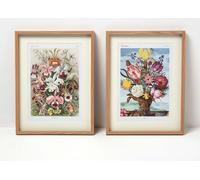HOMESCAPES Ensemble de 2 tableaux muraux Fleurs hollandaises avec passe-partout - 2 tableaux floraux avec cadre