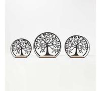 HOMESCAPES Etagère Murale Design Bois et métal, Lot de 3 étagères déco Arbre de Vie