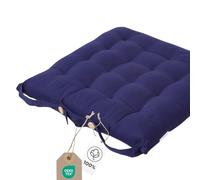 HOMESCAPES Galette de Chaise 40x40 cm, Coussin de Chaise en Coton, Coloris Bleu Marine