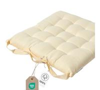 HOMESCAPES Galette de Chaise 40x40 cm, Coussin de Chaise en Coton, Coloris Crème