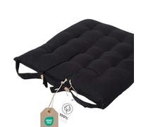HOMESCAPES Galette de Chaise 40x40 cm, Coussin de Chaise en Coton, Coloris Noir
