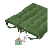 HOMESCAPES Galette de Chaise 40x40 cm, Coussin de Chaise en Coton, Coloris Vert Foncé