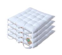 HOMESCAPES Galette de Chaise 40x40 cm, Lot de 4, Coussin de Chaise en Coton, Coloris Blanc