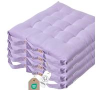 HOMESCAPES Galette de Chaise 40x40 cm, Lot de 4, Coussin de Chaise en Coton, Coloris Mauve
