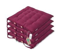 HOMESCAPES Galette de Chaise 40x40 cm, Lot de 4, Coussin de Chaise en Coton, Coloris Prune