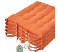 HOMESCAPES Galette de Chaise 40x40 cm, Lot de 4, Coussin de Chaise en Coton, Coloris Terracotta