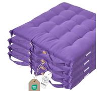 HOMESCAPES Galette de Chaise 40x40 cm, Lot de 4, Coussin de Chaise en Coton, Coloris Violet