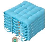 HOMESCAPES Galette de Chaise 40x40 cm, Lot de 6, Coussin de Chaise en Coton, Coloris Bleu Clair