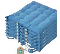 HOMESCAPES Galette de Chaise 40x40 cm, Lot de 6, Coussin de Chaise en Coton, Coloris Bleu foncé