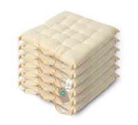 HOMESCAPES Galette de Chaise 40x40 cm, Lot de 6, Coussin de Chaise en Coton, Coloris Crème