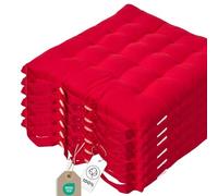 HOMESCAPES Galette de Chaise 40x40 cm, Lot de 6, Coussin de Chaise en Coton, Coloris Rouge